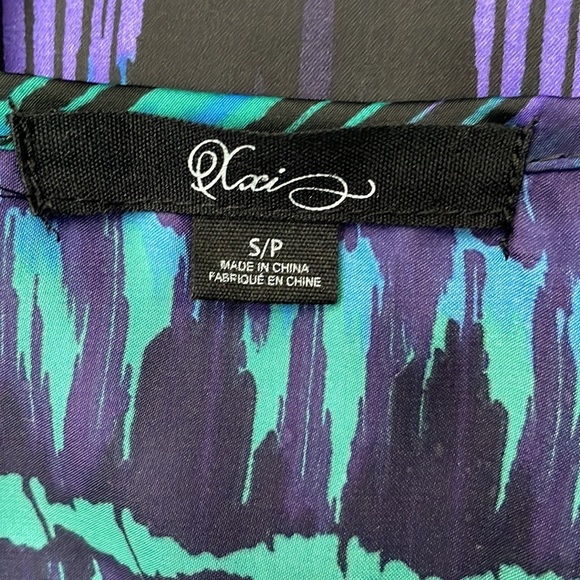 014: FOREVER 21 polyester mini dress blue purple cinched waist w/ ties in small - Picture 10 of 11